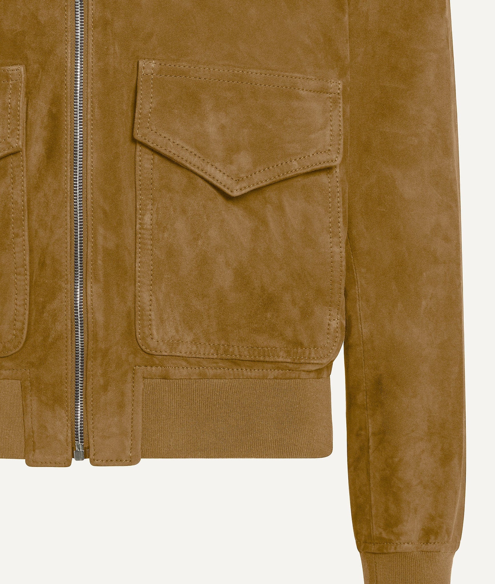 Zip-up Leather Jacket in Suede
