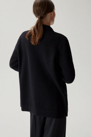 the merino wool long jacket black