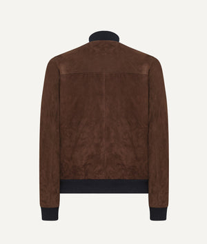 Bomber Jacket in Suede with Cashmere and Wool Lining