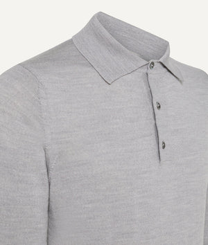 Long Sleeve Polo in Extrafine Merino Wool