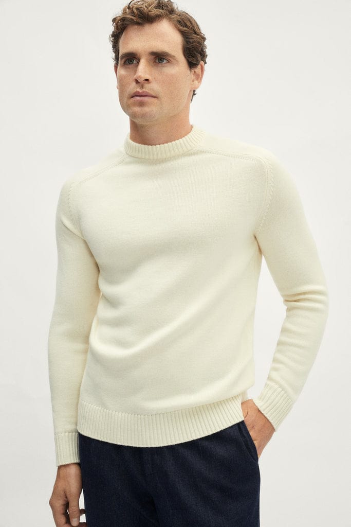 The Merino Wool Saddle Shoulder Sweater - white