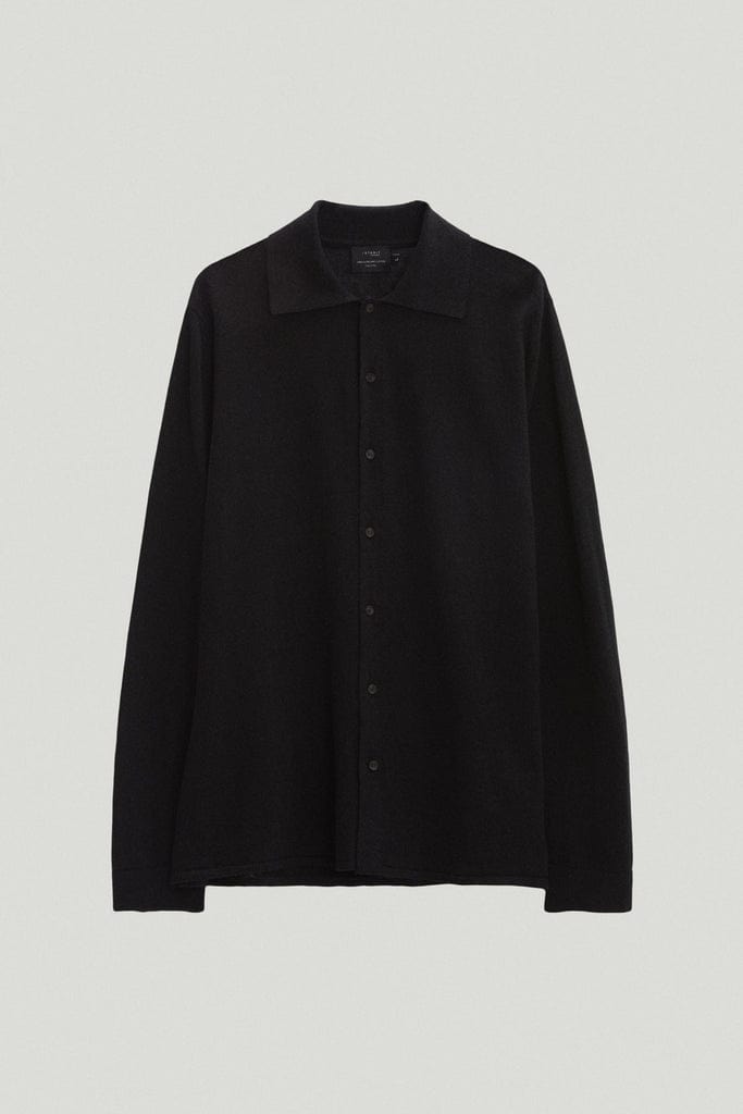 the linen cotton knit shirt black