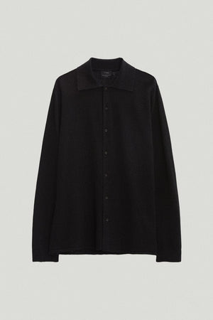 the linen cotton knit shirt black