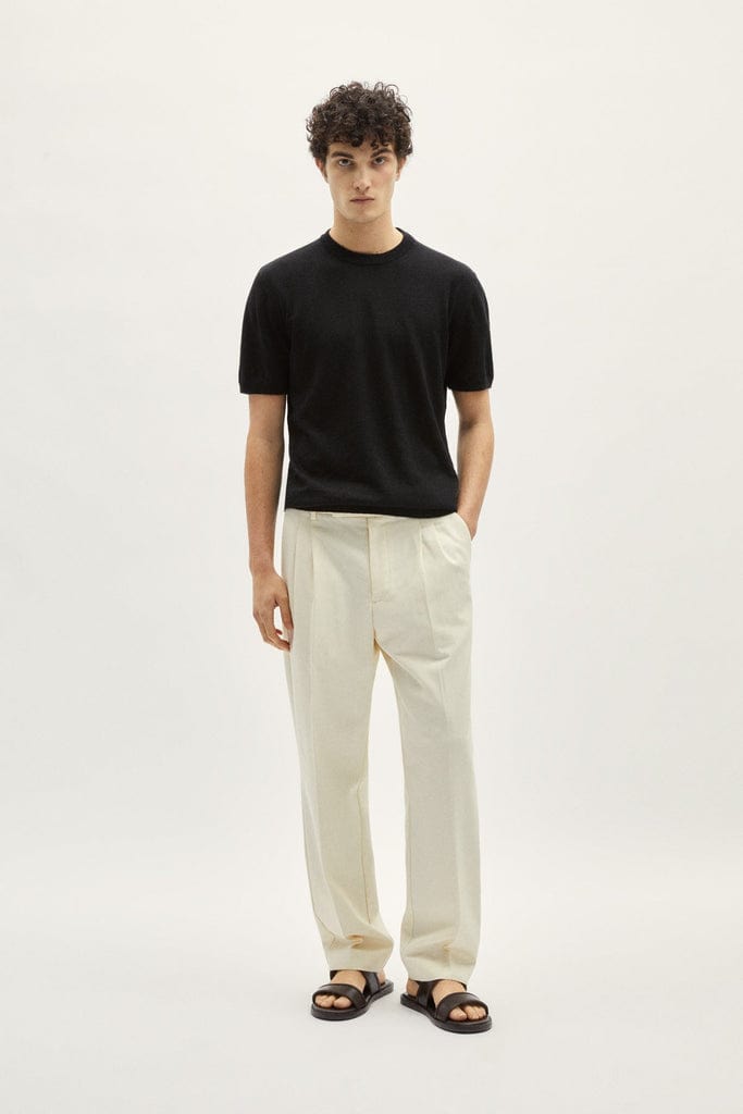 the linen cotton knit t shirt black