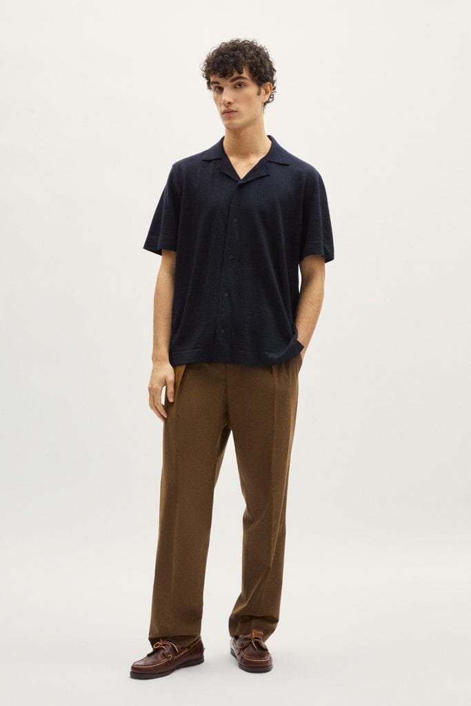 Blue Navy | The Linen Cotton Bowling Shirt