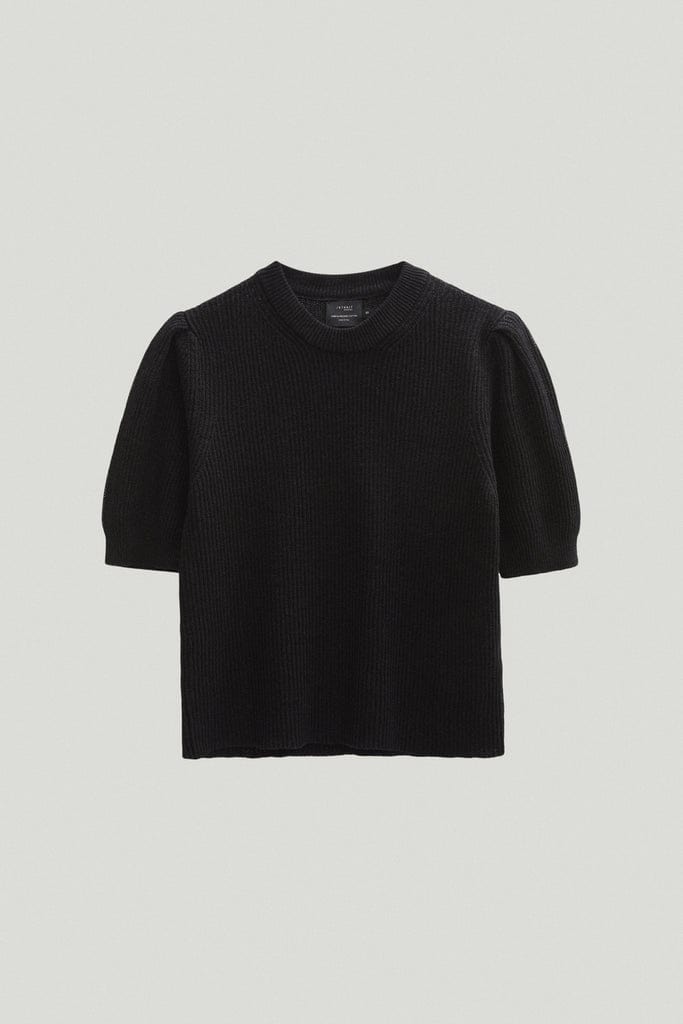 Black | The Linen Cotton Ribbed T-Shirt with pinces