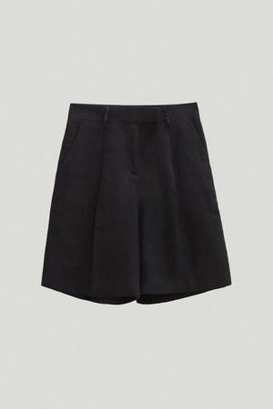 the linen twill shorts black