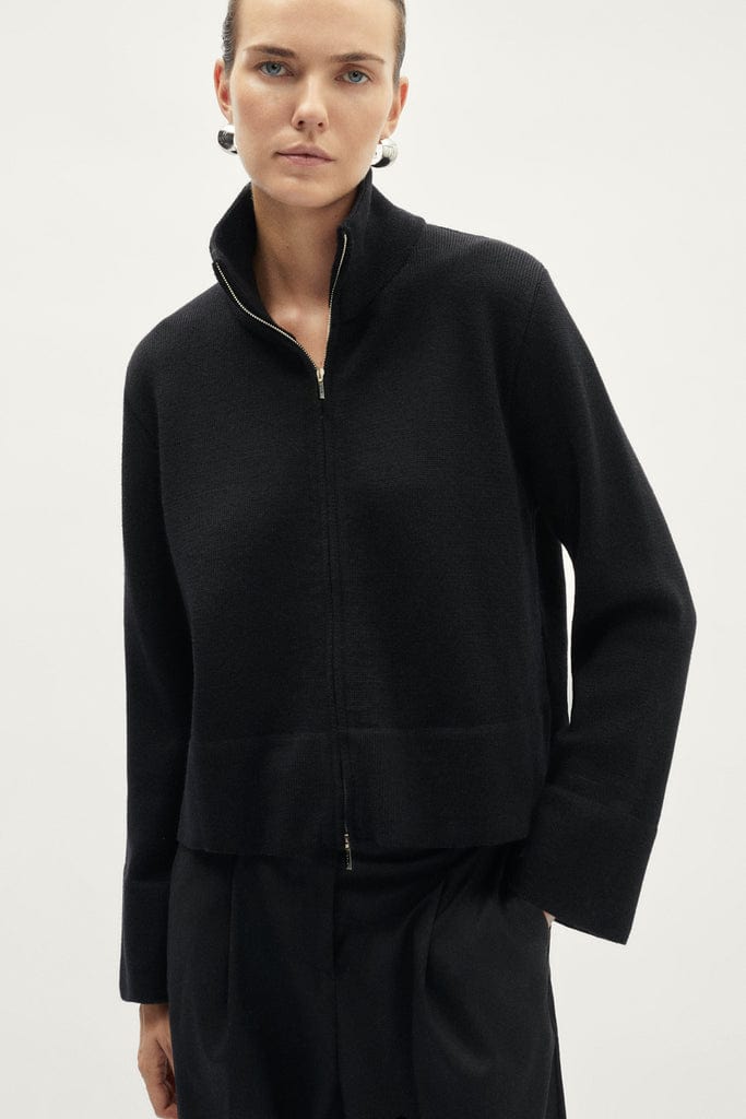 The Merino Wool Full-zip jacket - black