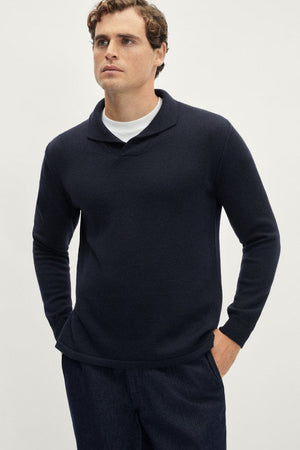 The Merino Wool Special Neck Polo - Blue