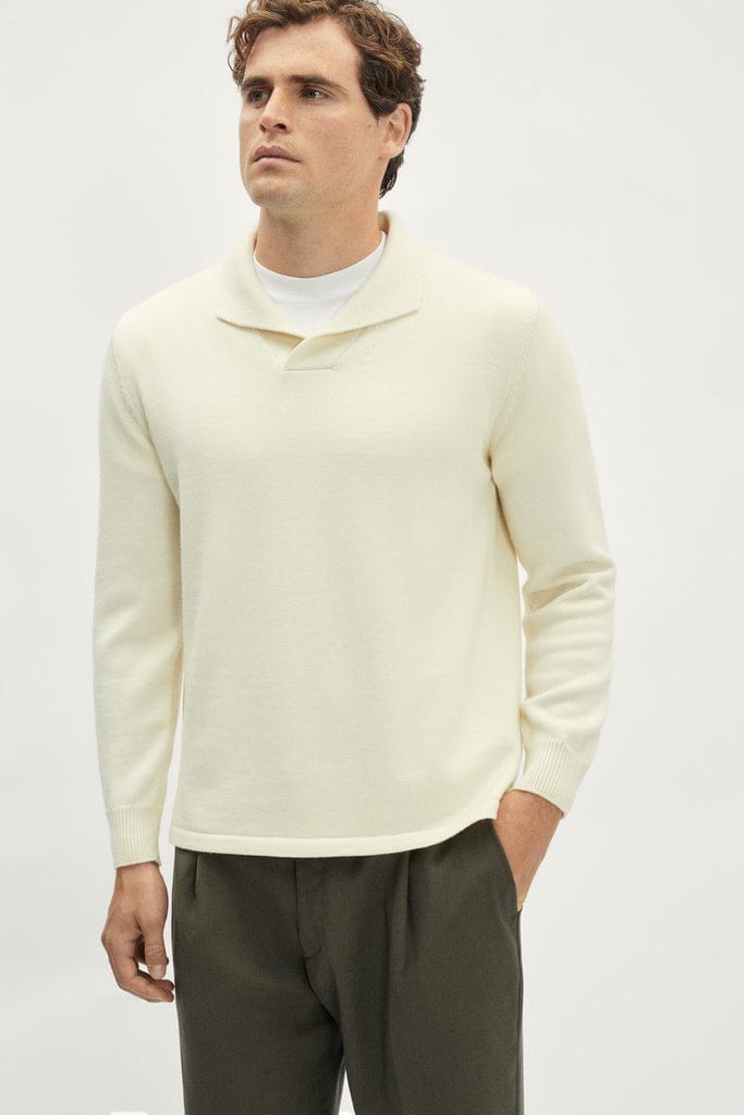 The Merino Wool Special Neck Polo - White