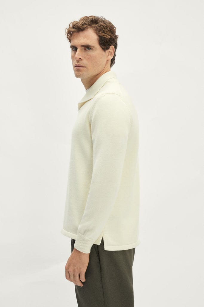 The Merino Wool Special Neck Polo - White