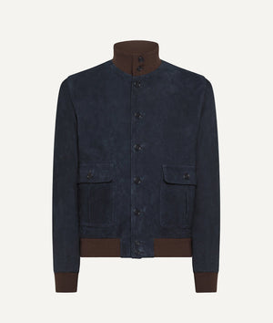 Bomber Jacket in Suede with Cashmere and Wool Lining