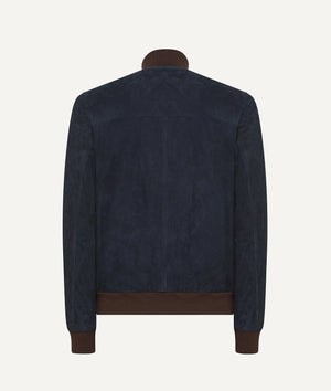 Bomber Jacket in Suede with Cashmere and Wool Lining