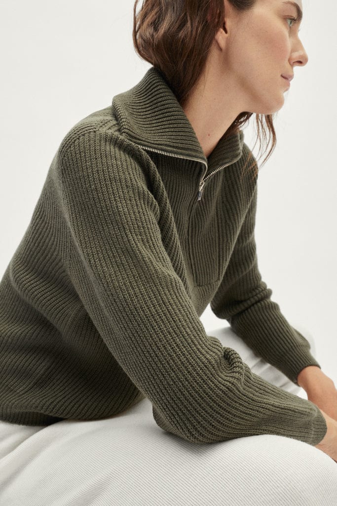 The Merino Wool Half-zip Sweater - green