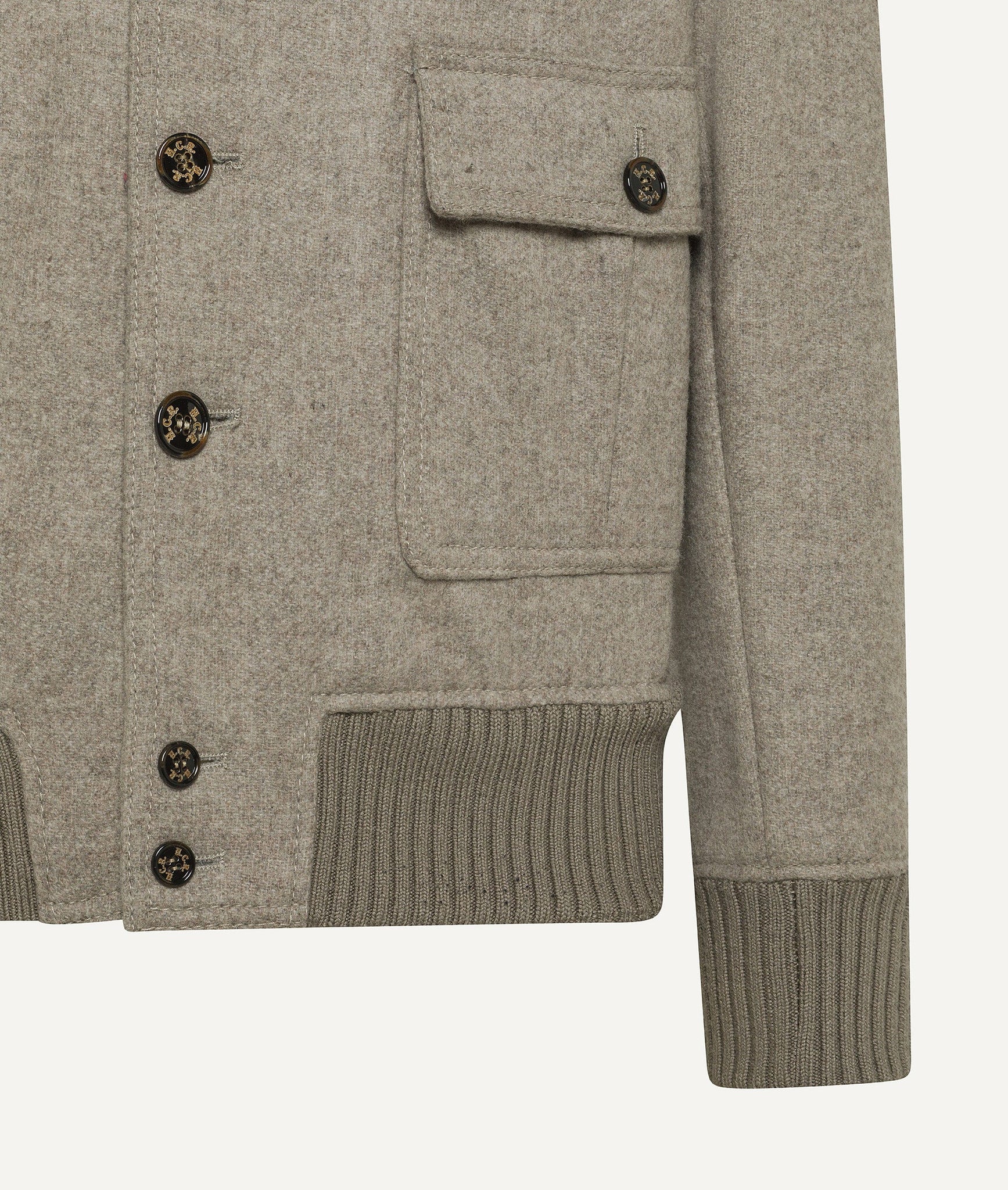 Bomber Jacket in Wool with Ribbed-Collar