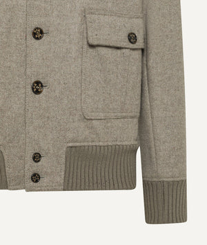 Bomber Jacket in Wool with Ribbed-Collar