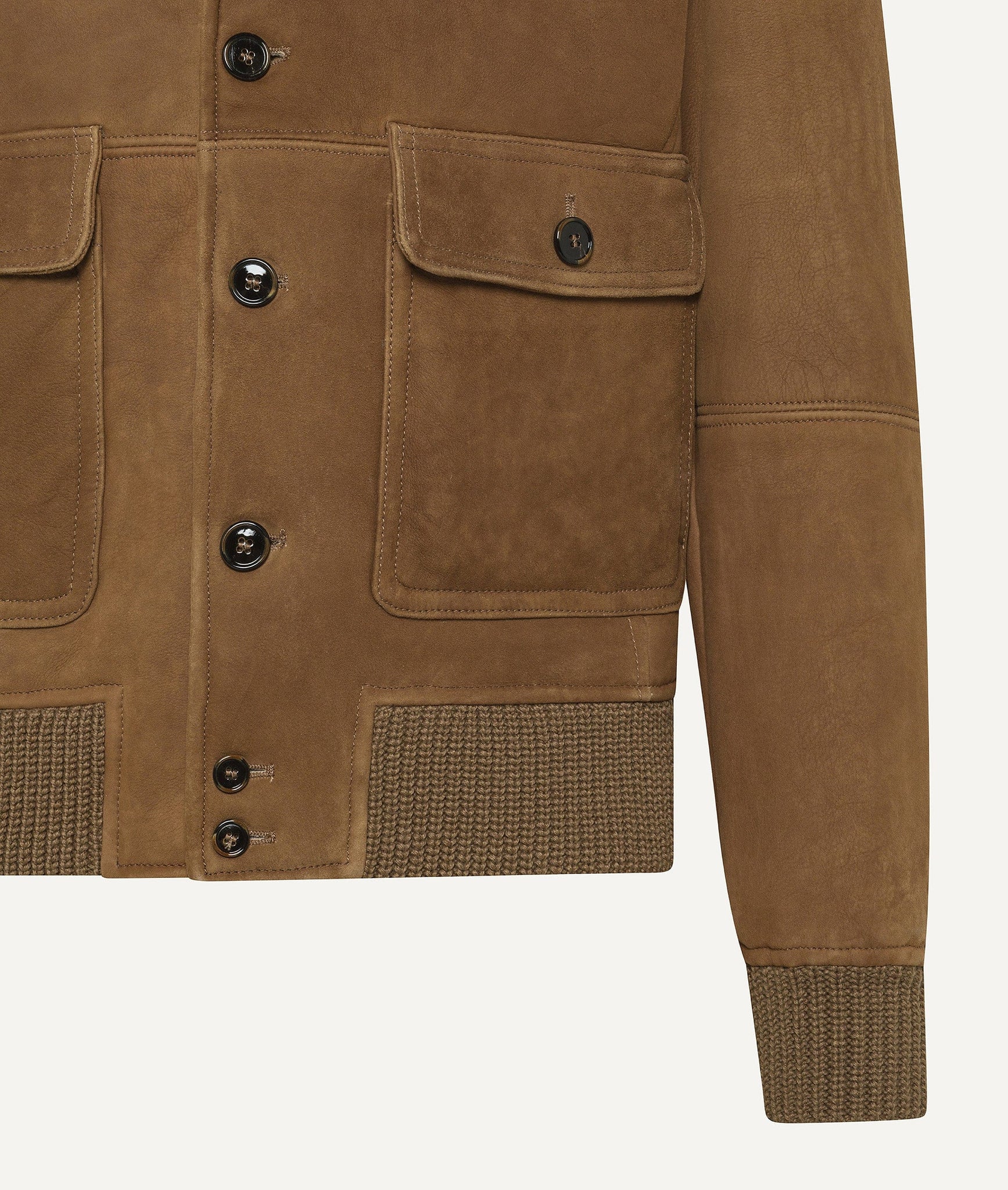 Bomber Jacket in Wool with Ribbed-Collar