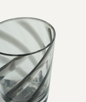 Glass - transparent with black spiral decoration in methacrylate