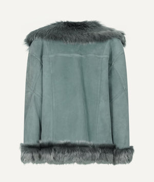 Eleventy - Double Breasted Coat with Shearling in Lambskin