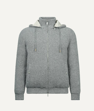 Eleventy - Sweatshirt with Hood in Wool & Cashmere