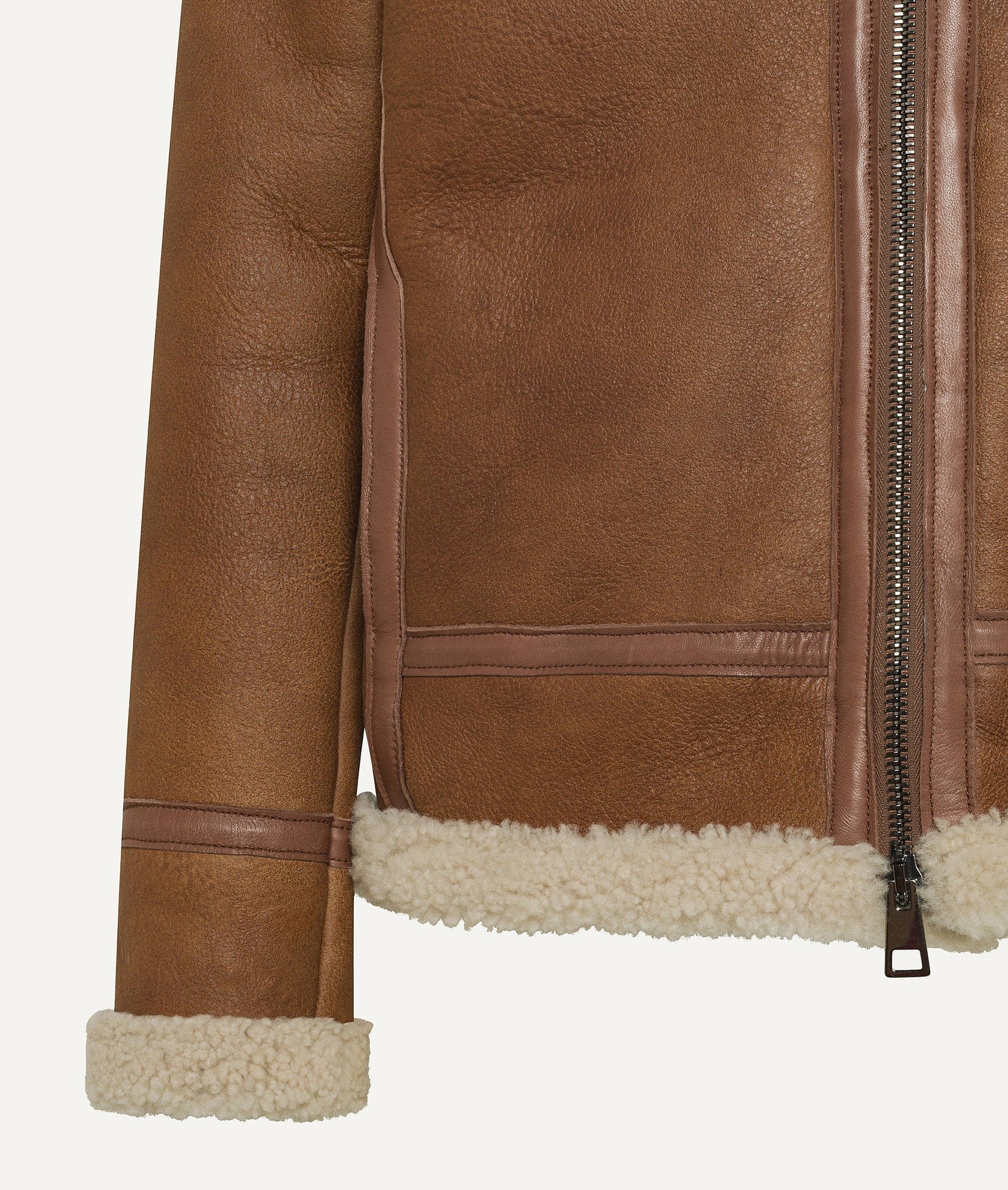 Fliegerjacke in Wildleder mit hohem Lammfellkragen