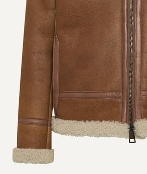 Fliegerjacke in Wildleder mit hohem Lammfellkragen