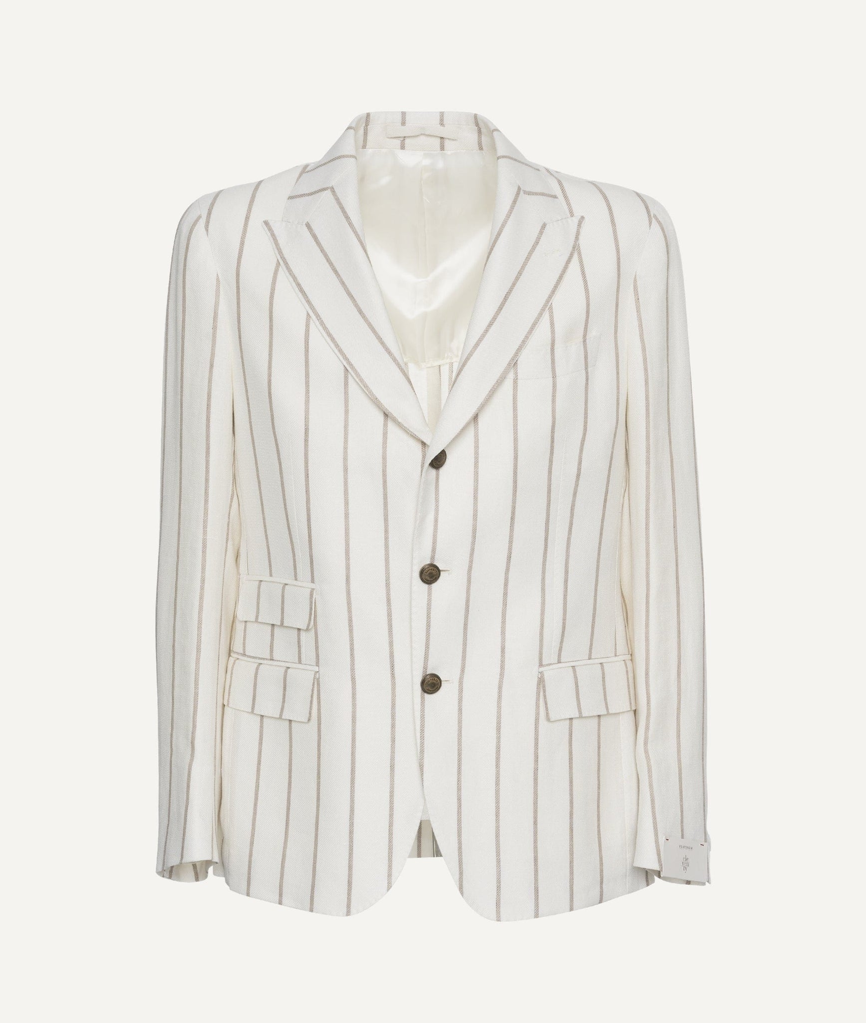 Eleventy - Blazer with Striped Pattern in Linen, Wool & Silk