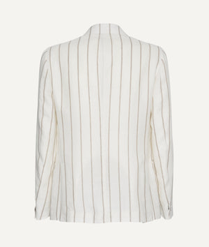 Eleventy - Blazer with Striped Pattern in Linen, Wool & Silk