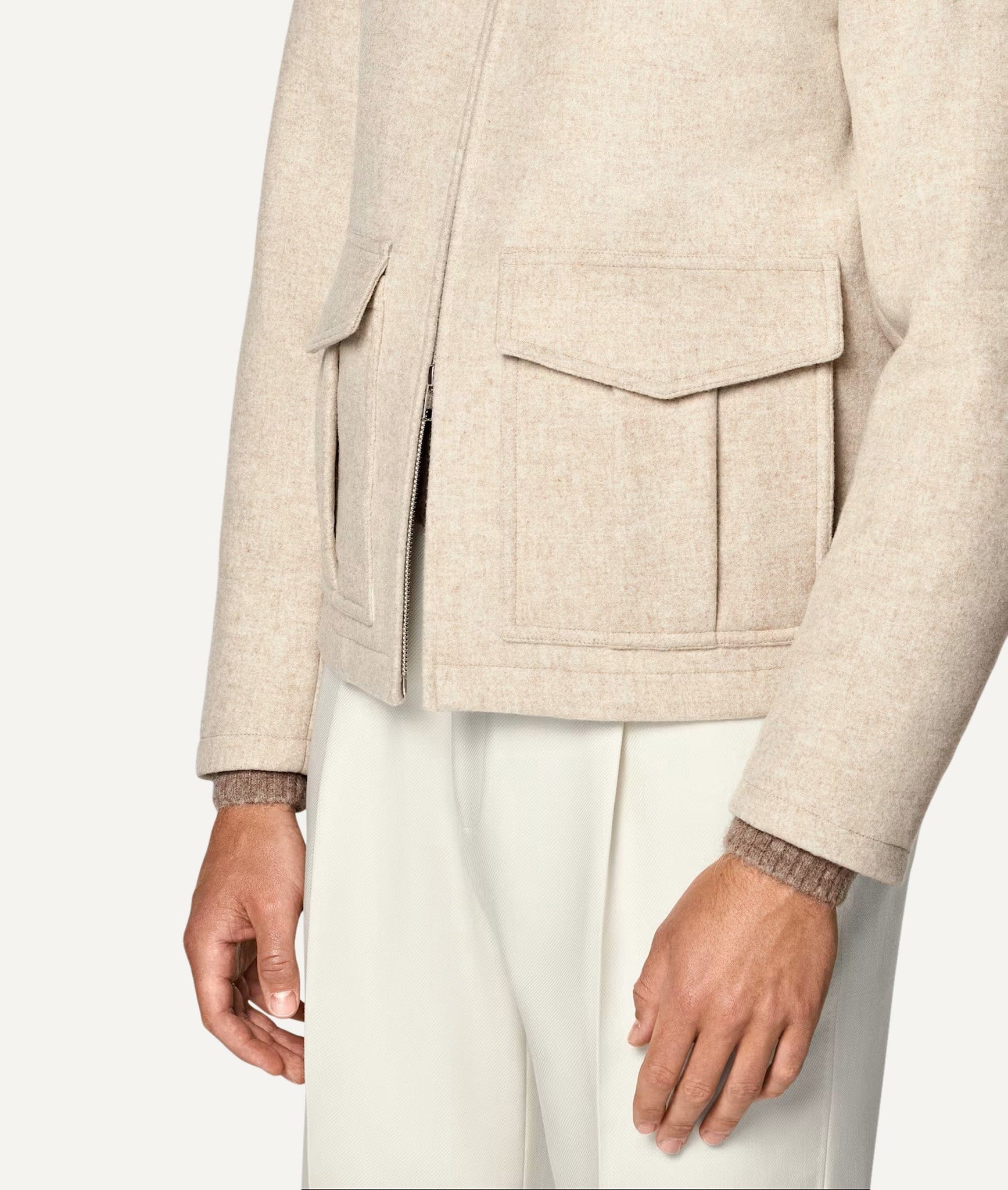 Bomber Jacket in Vitale Barberis Canonico Water-Repellent Heavy Flannel Wool