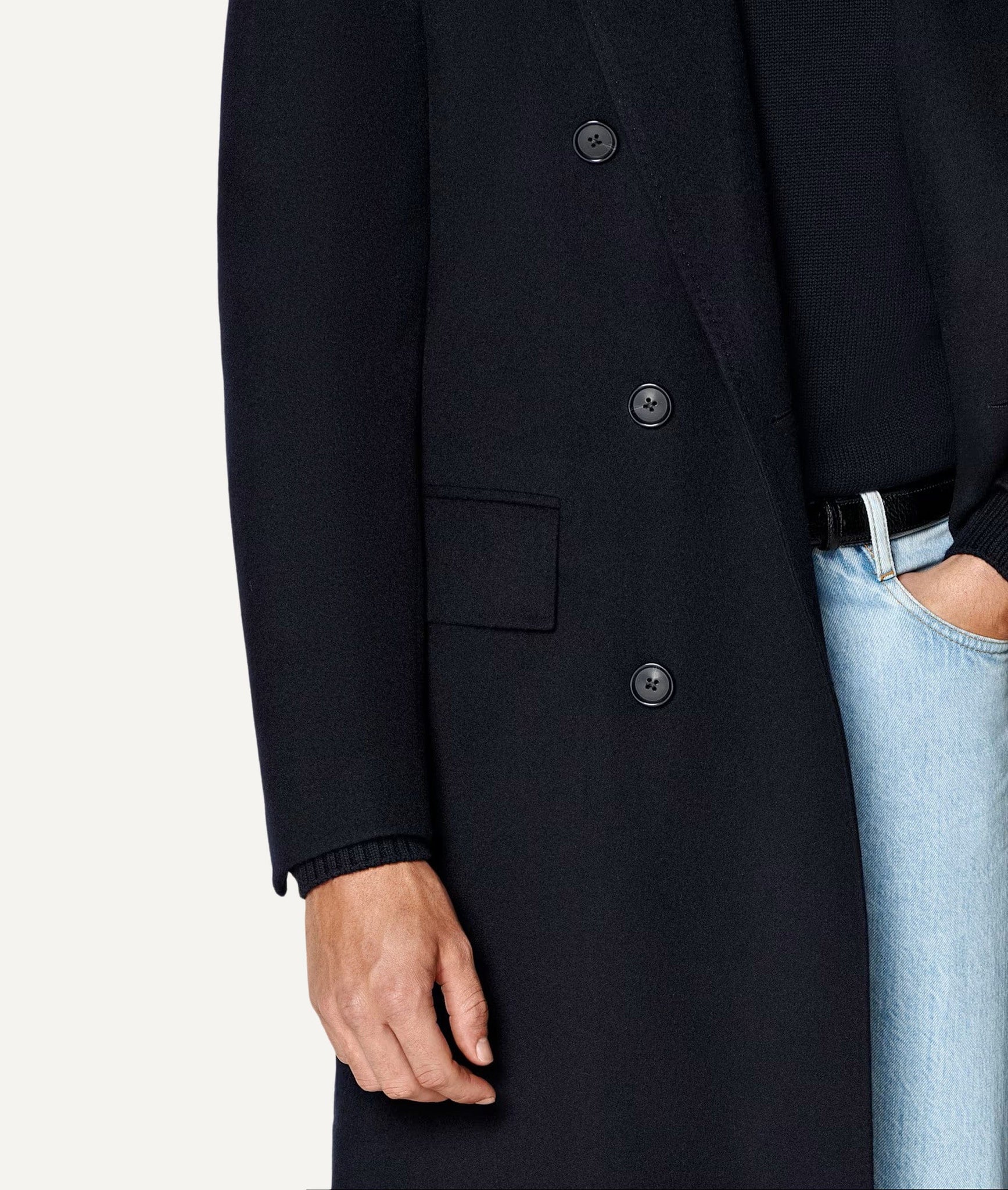 Double-Breasted Overcoat in Gazaba Worsted Wool