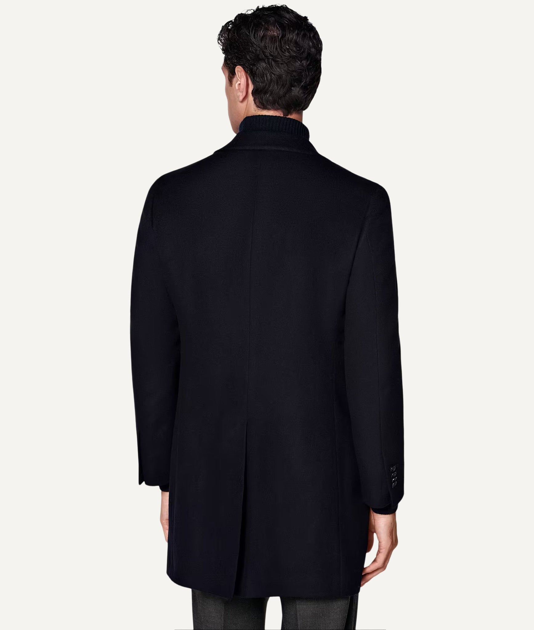 Single-Breasted Overcoat in Gazaba Worsted Wool