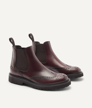 Chelsea Boot Full Brogue in Calf Leather