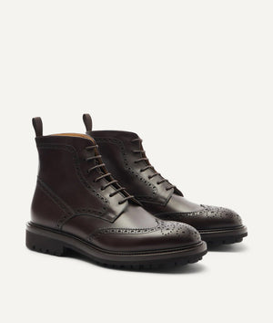 Lace-Up Boot Full Brogue in Calf Leather