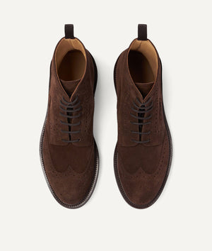 Lace-Up Boot Full Brogue in Suede