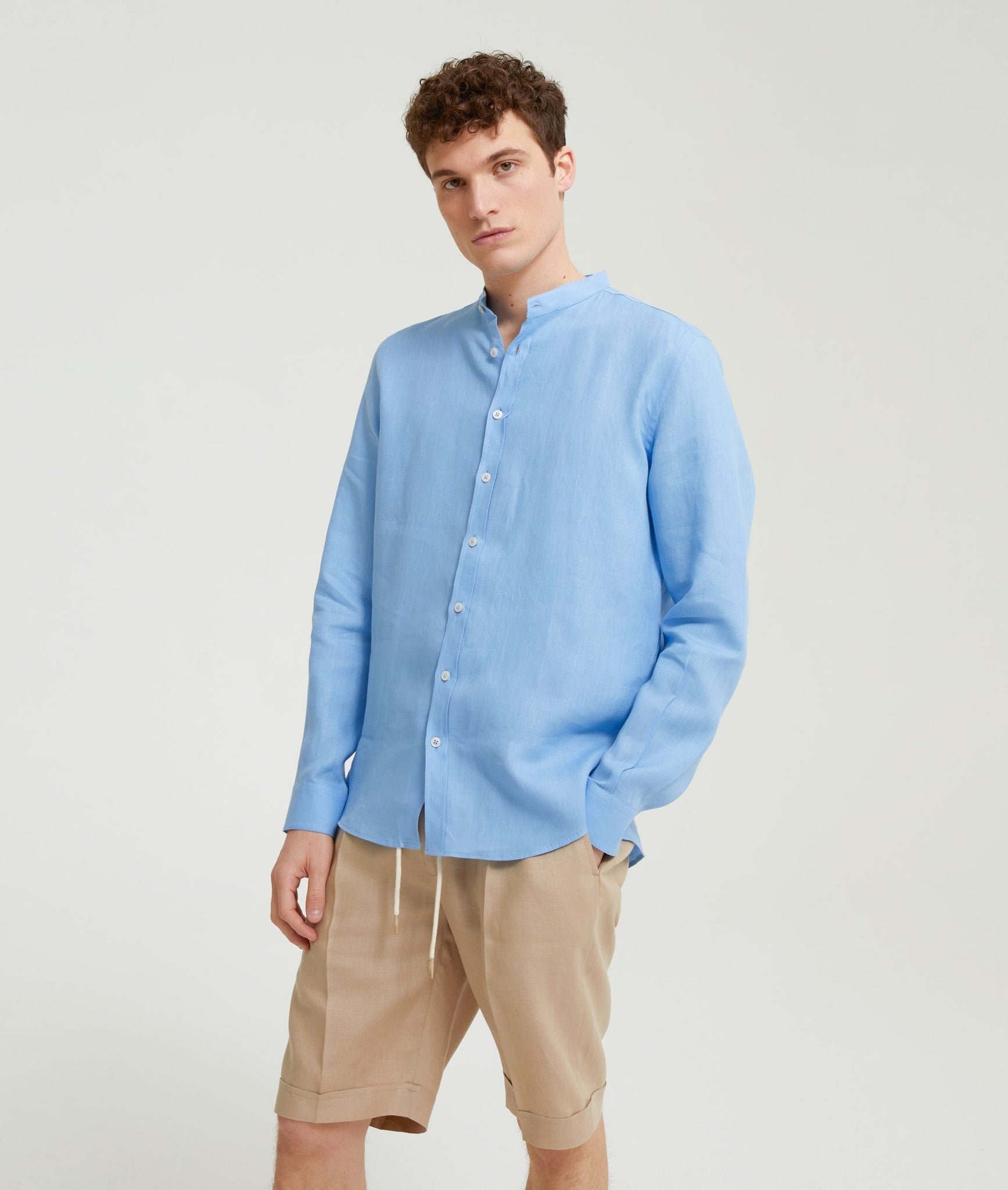 Korean Neck Shirt in Linen