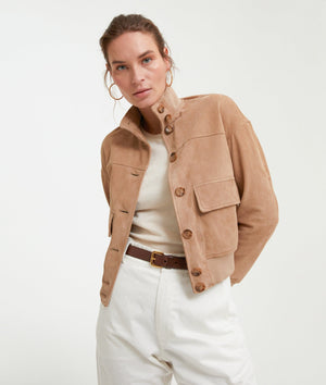 Unlined Bomber Jacket in Suede