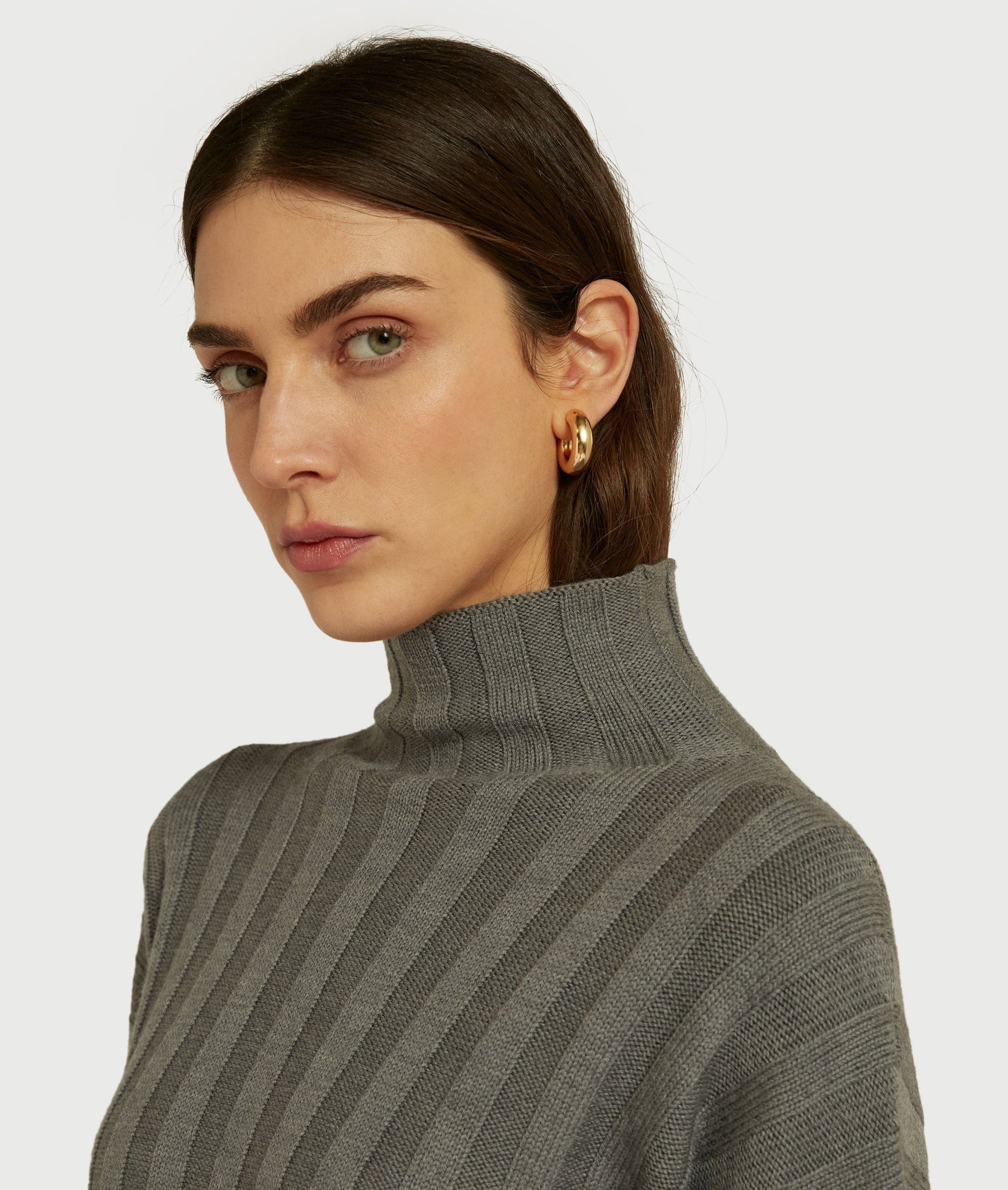 Ribbed Roll Neck in Cashwool