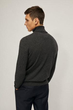 the cashmere roll neck sweater charcoal grey