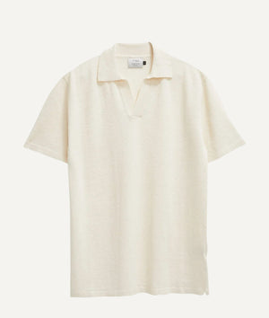 The Linen Cotton Short Sleeve Polo - Milk White / L - Milk White / XL