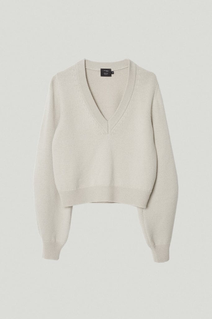 the merino wool cropped v neck pearl