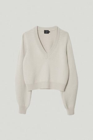 the merino wool cropped v neck pearl