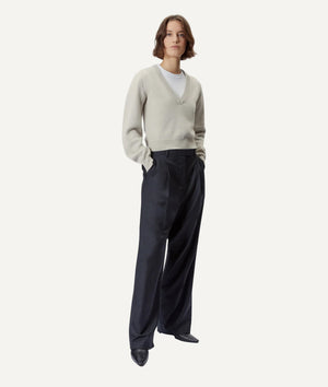 The Merino Wool Cropped V-neck