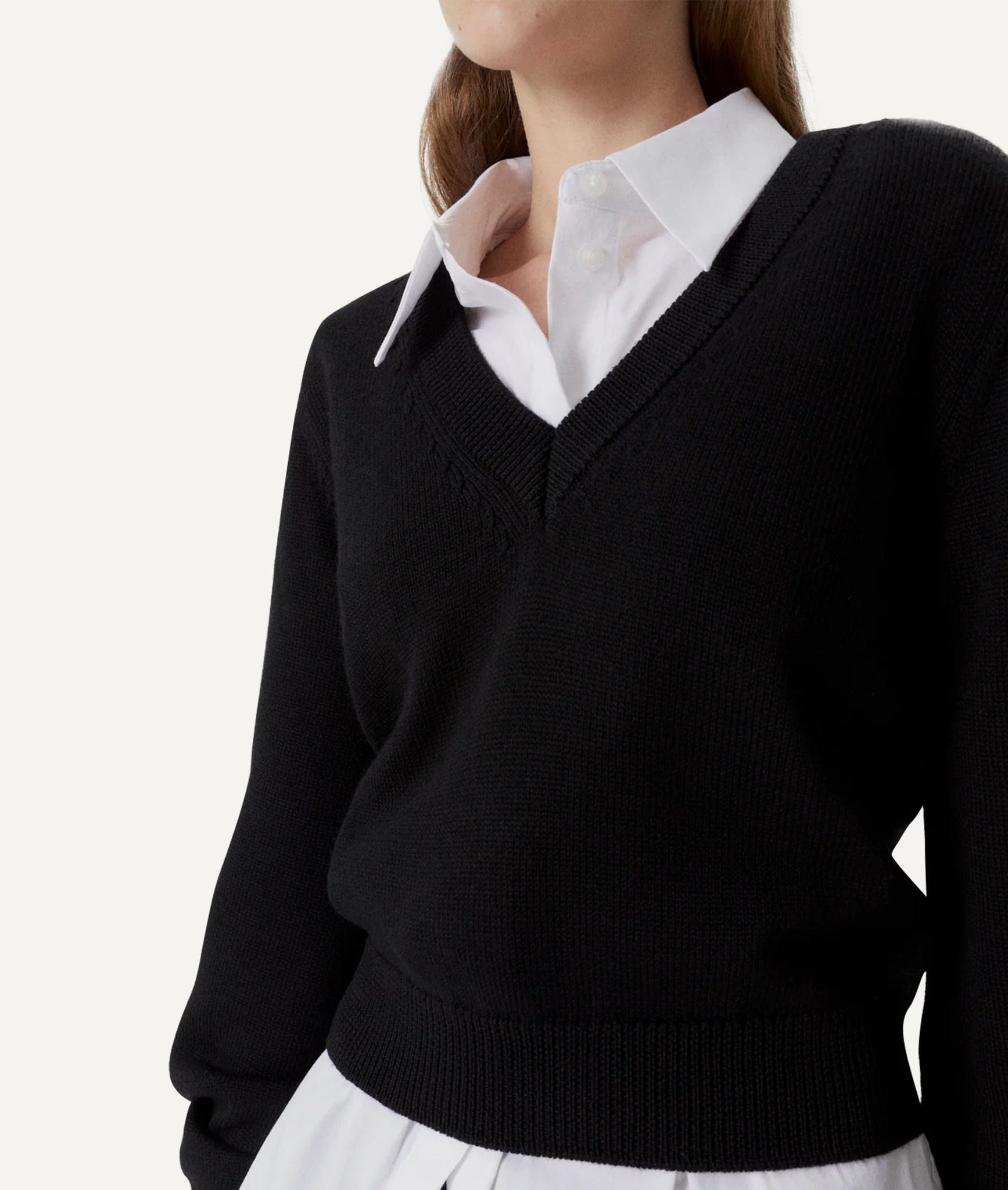 The Merino Wool Cropped V-neck