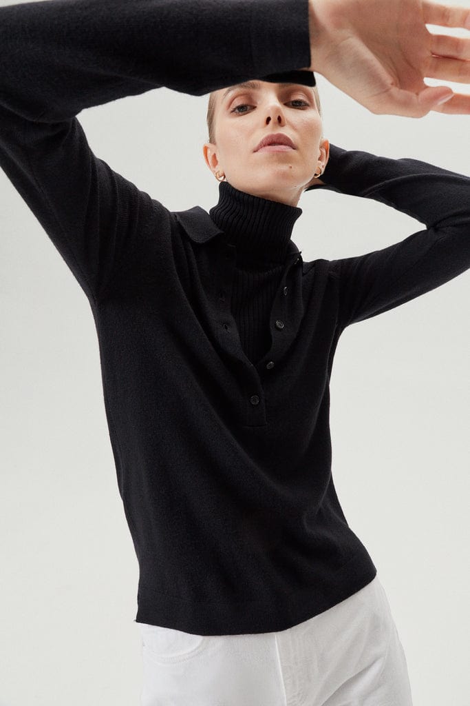 Black | The Merino Wool Knit Polo