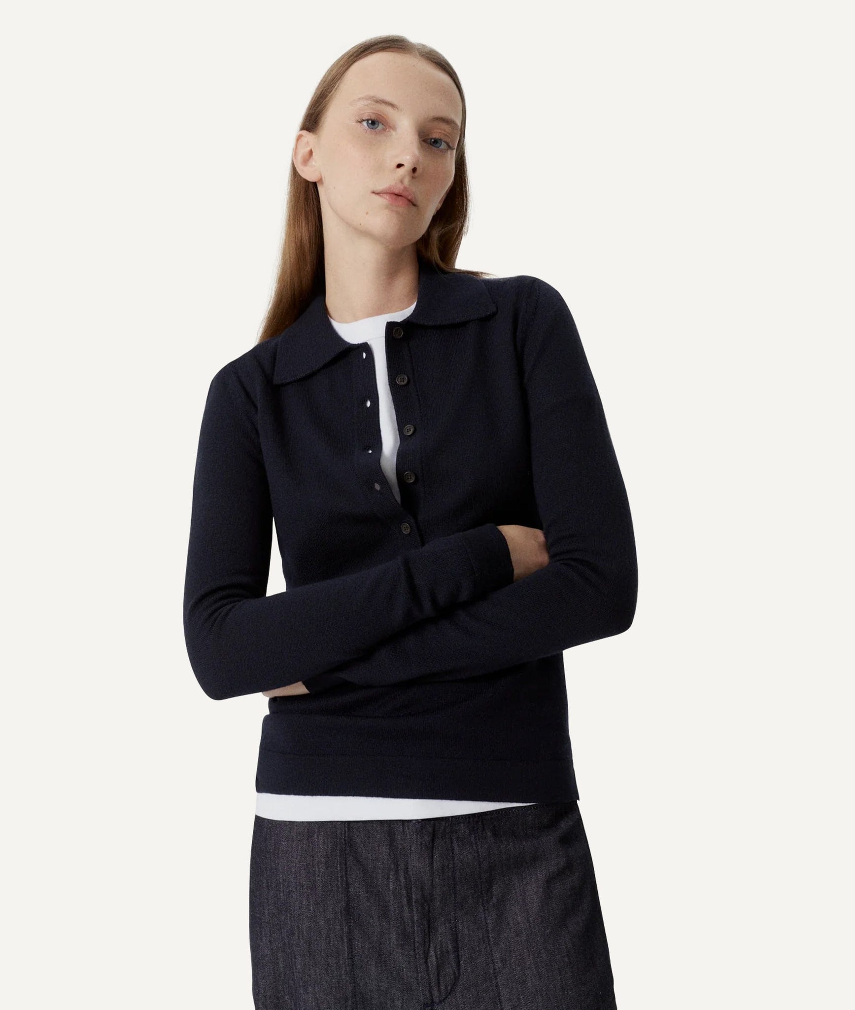 The Merino Wool Knit Polo - Black / S