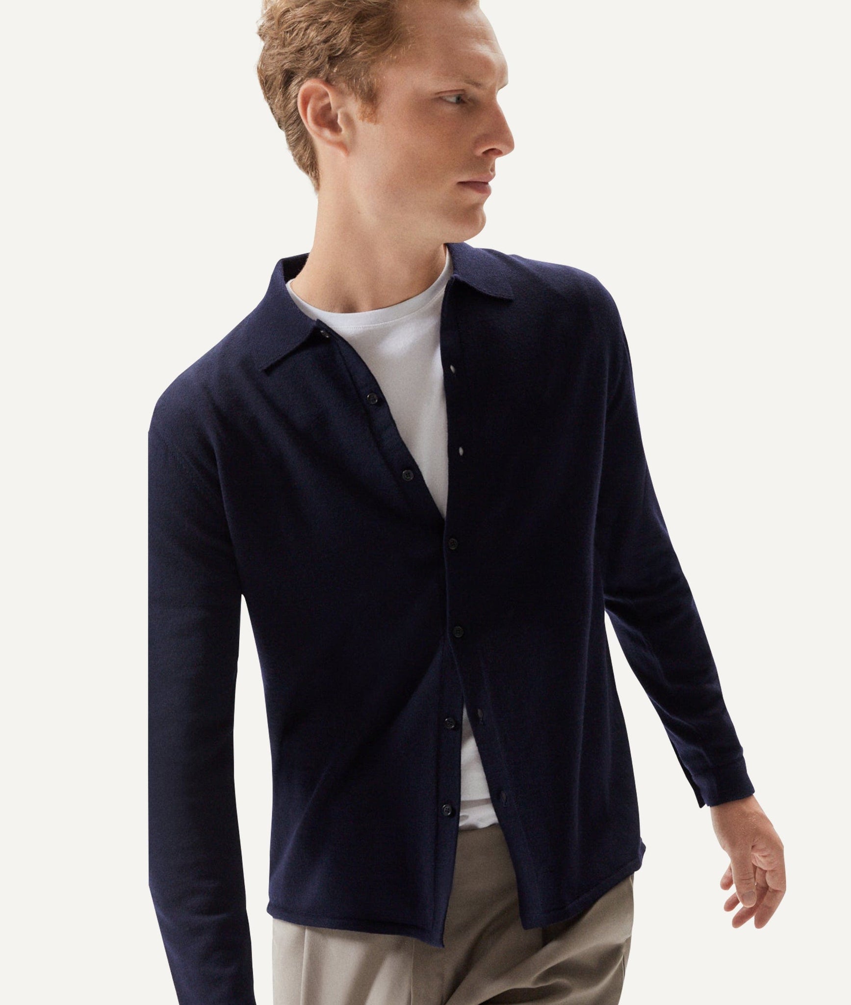 The Merino Wool Knit Shirt - Oxford Blue / M