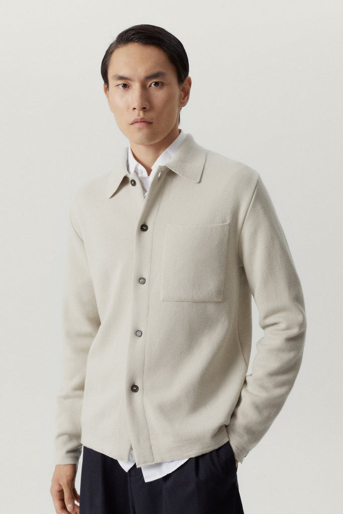 the merino wool overshirt pearl