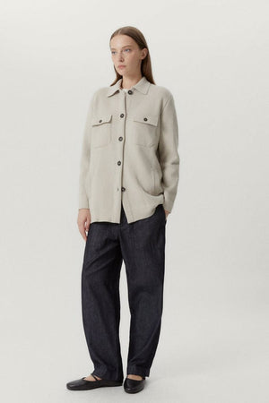 the merino wool long jacket pearl