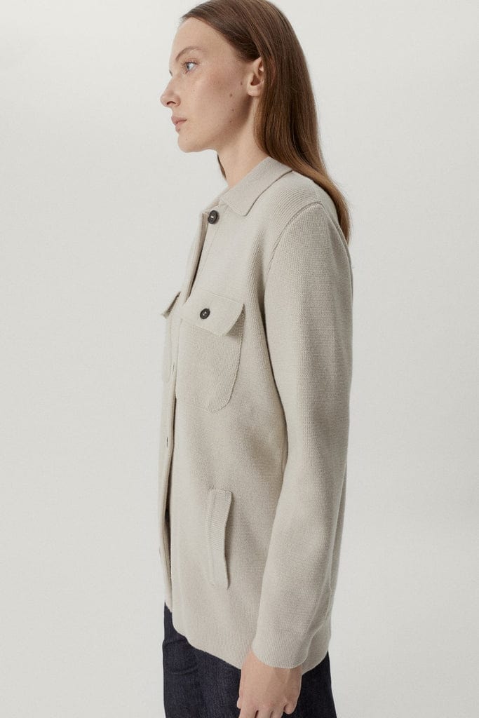 the merino wool long jacket pearl