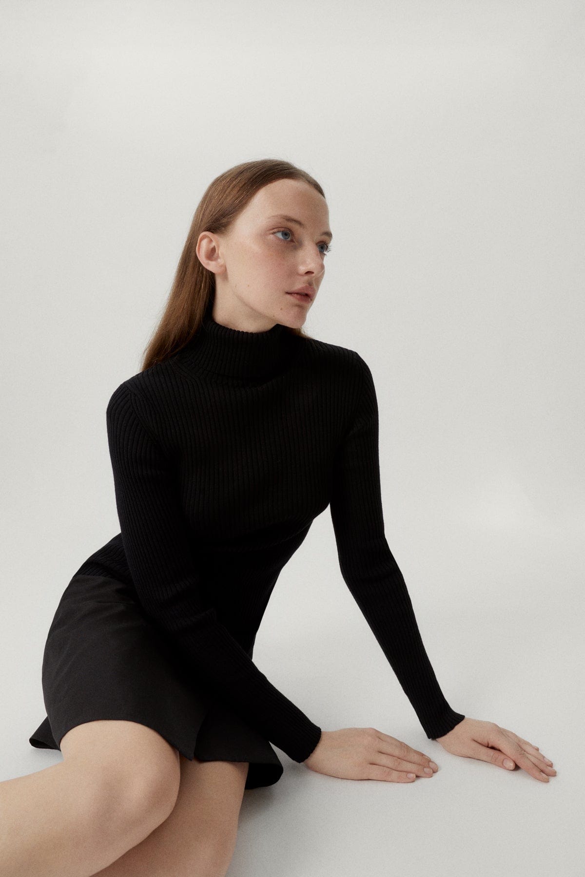 Black | The Merino Wool Ribbed Roll neck